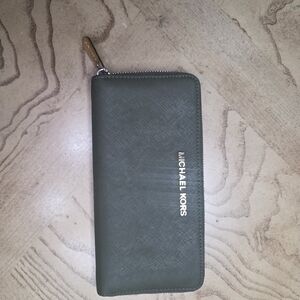 Michael Kors Olive Green Zip Around Wallet